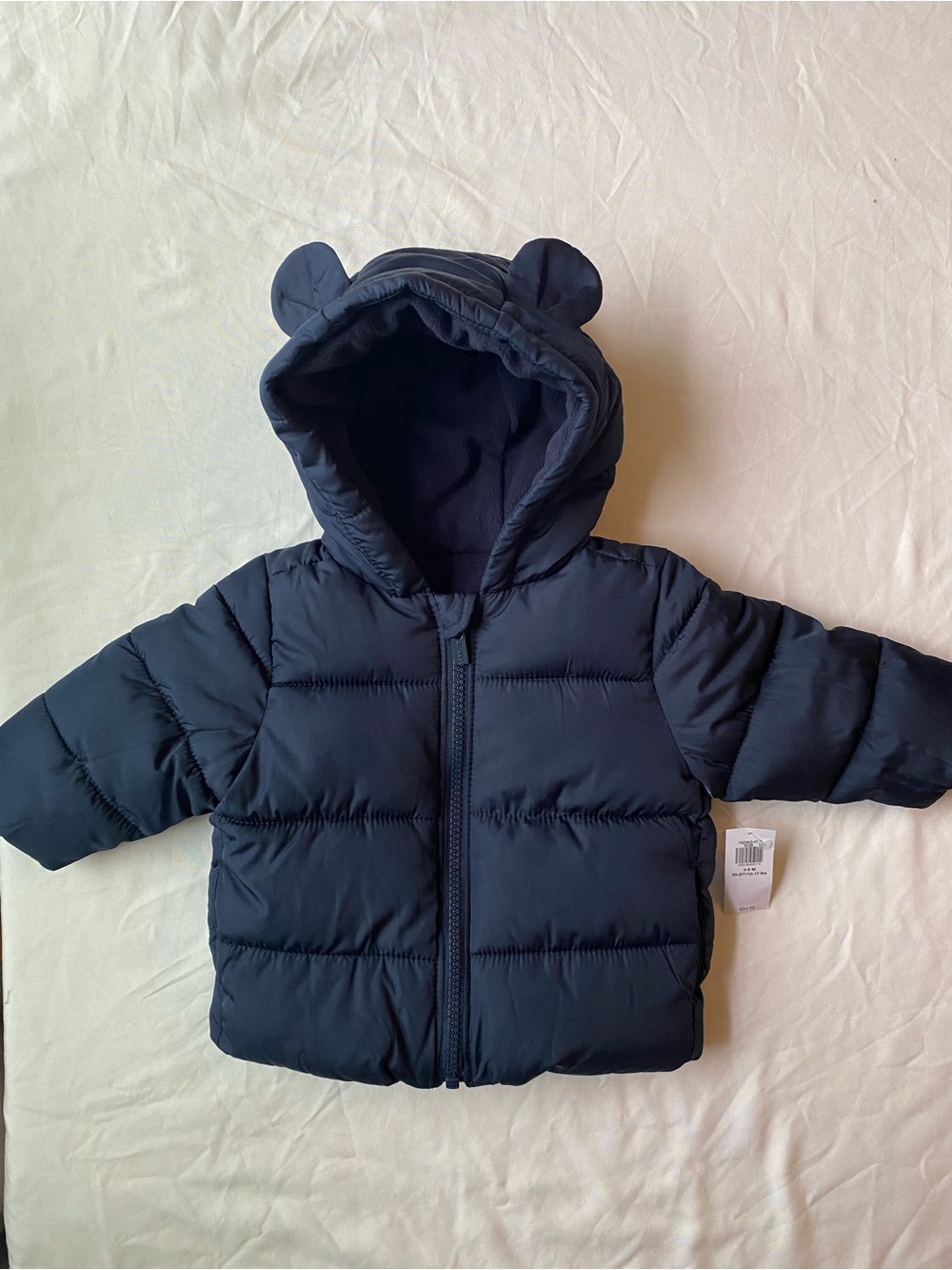 Old Navy Baby Puffer Jacket Bear Ear Hood | Navy | NWT | 3-6M